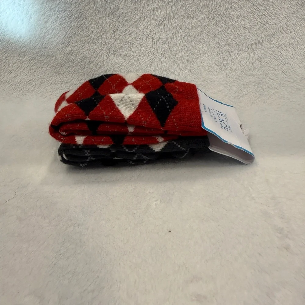 The Childrens Place Toddler Argyle Crew Socks‎ 2 Pairs Size 12-24 Months NWT